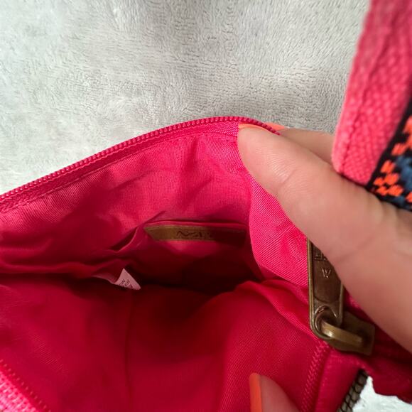 America And Beyond Crossbody Purse Pink Striped Embroidered Tassel Boho Festival - Picture 6 of 12